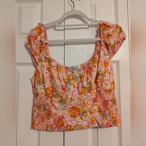 Gilli Floral Blouse in Pink and Orange Size Medium